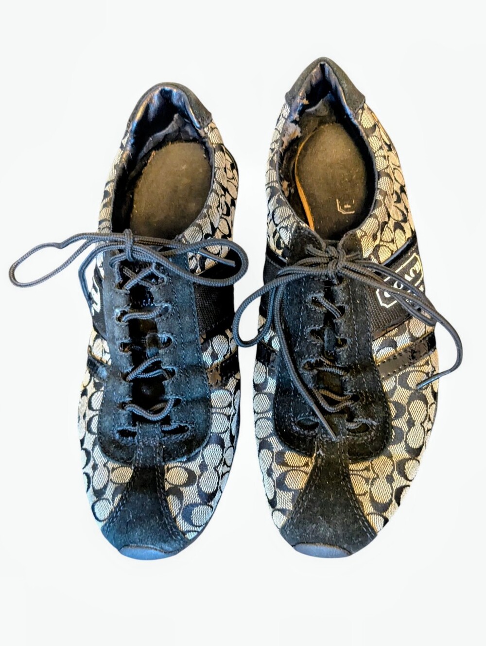 Coach Black & Ivory Signature Womens Lace-Up Sneakers sz. 8M